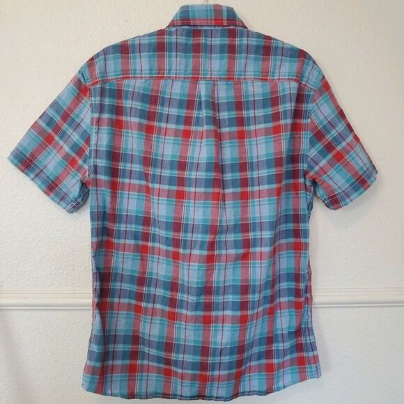 Johnnie O Hangin Out Mens M Plaid Button Up Shirt Short Sleeve Cotton JMWS4420 - Picture 11 of 16